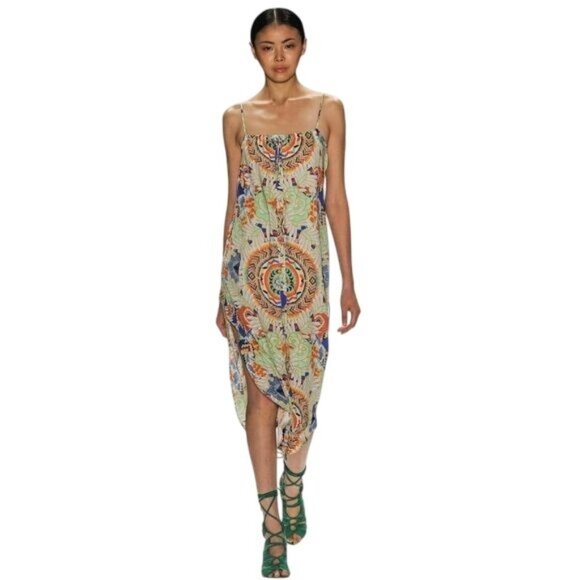 Mara Hoffman Jungle Trip Green Easy Button Front Maxi Dress Extra Small XS - Picture 1 of 9